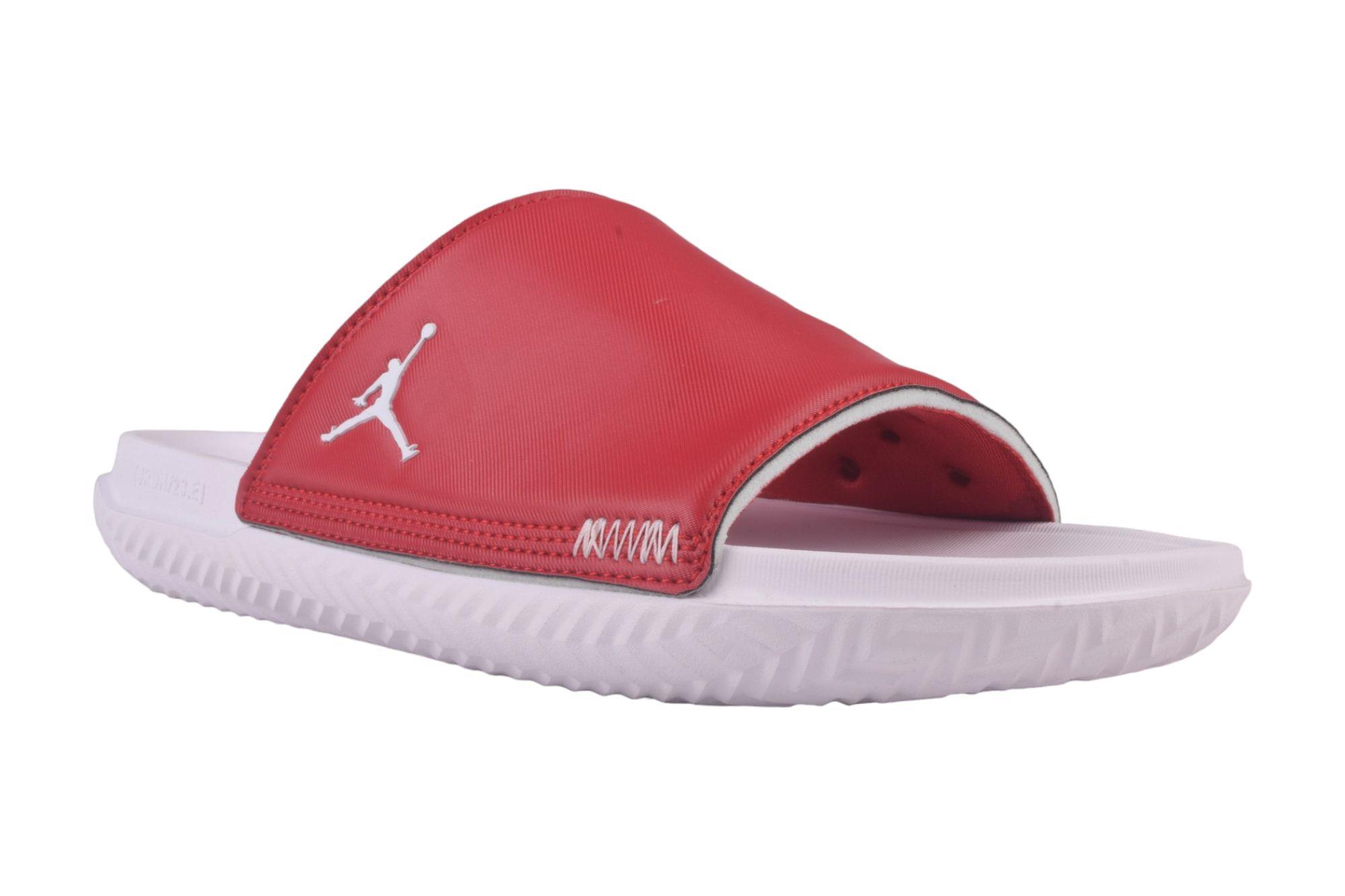 Red and white nike on sale slides