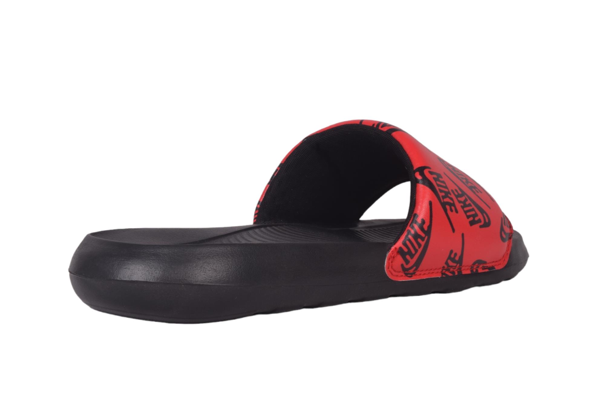 Nike slippers red online and black